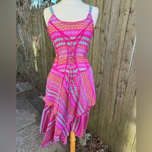 🦋**** Colors Of India Vibrant Zigzag Lace-Up Dress (AA2)